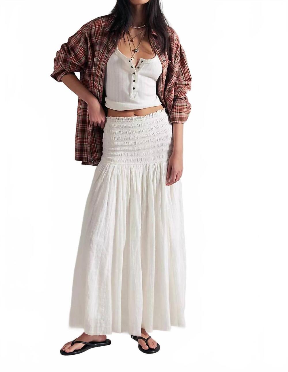 NEW FREE PEOPLE raven solid convertible maxi skirt in white